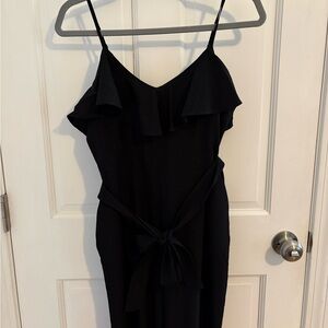 Banana Republic Factory Black Strapless Ruffle-Trim Jumpsuit